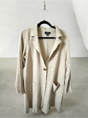 AGB women's beige coat, size L, made of rayon and nylon.
